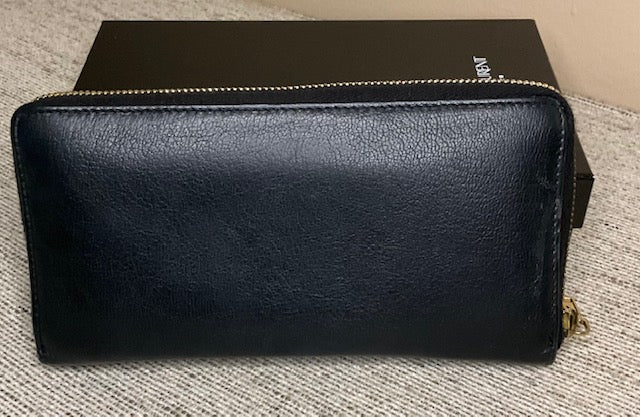 YSL Black Leather Zippy Wallet