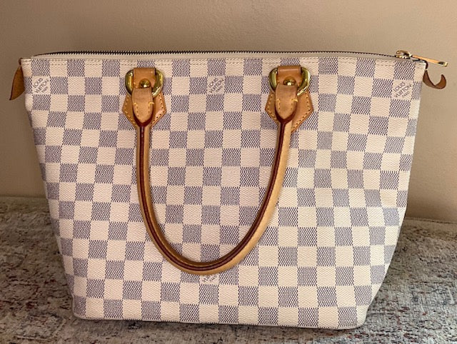 Louis Vuitton Saleya Pm Zip 860058 White/Cream Damier Azur Canvas Tote