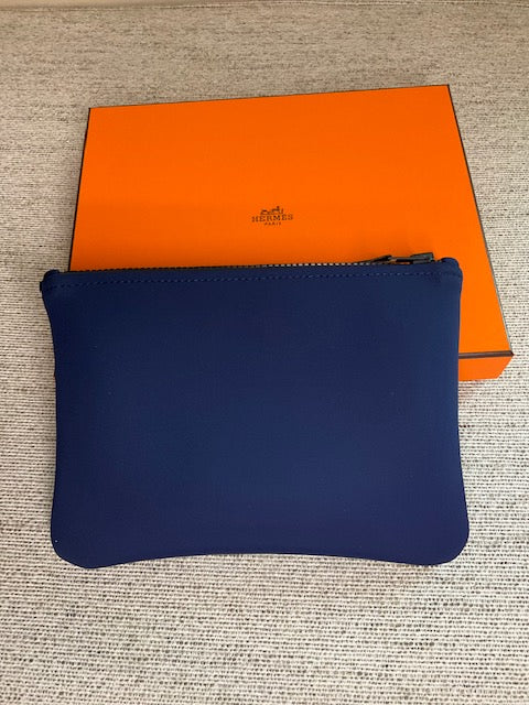 Hermes Navy Zipper Pouch