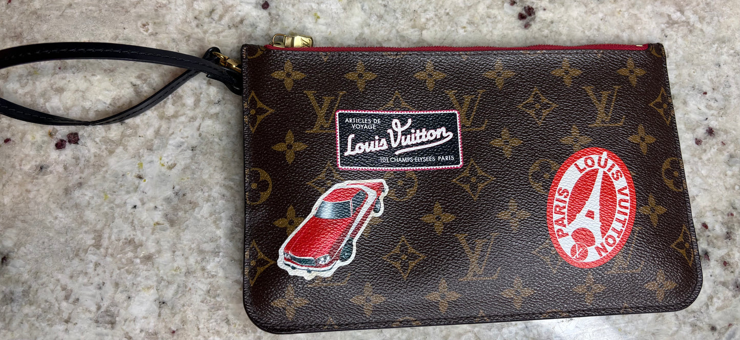 Authentic Preloved LOUIS VUITTON Monogram World Tour Neverfull Pouch Canvas Leather
