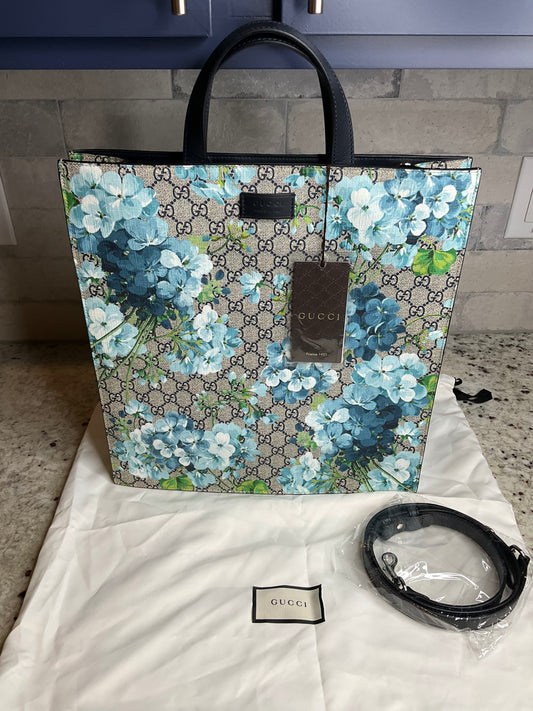 New Authentic Gucci GG Supreme & Leather Blooms Tote