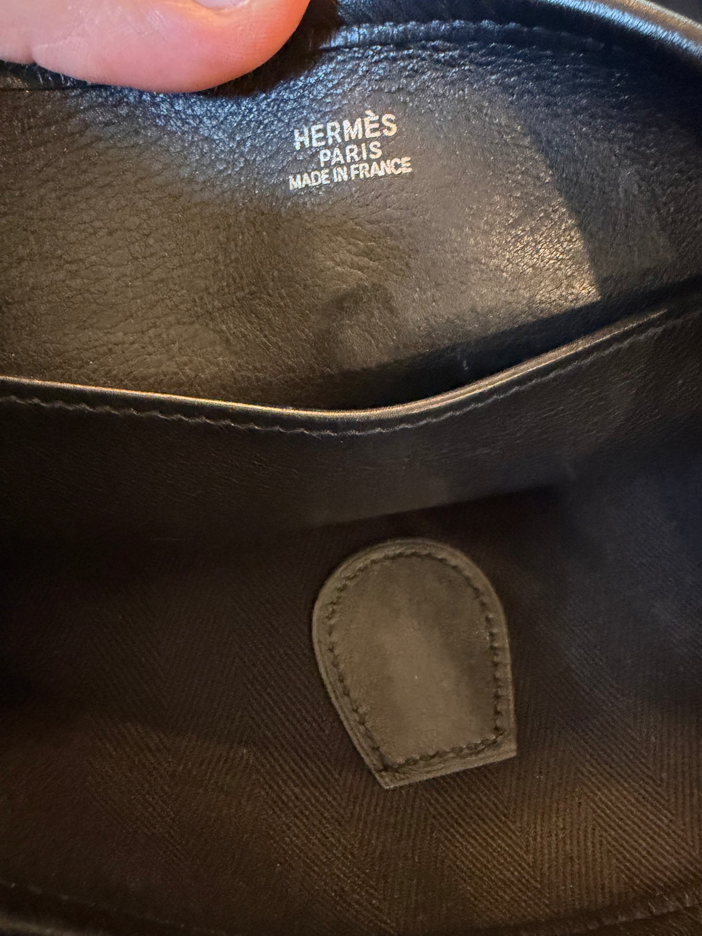 Hermes Evelyne small model Bag in black canvas and leather