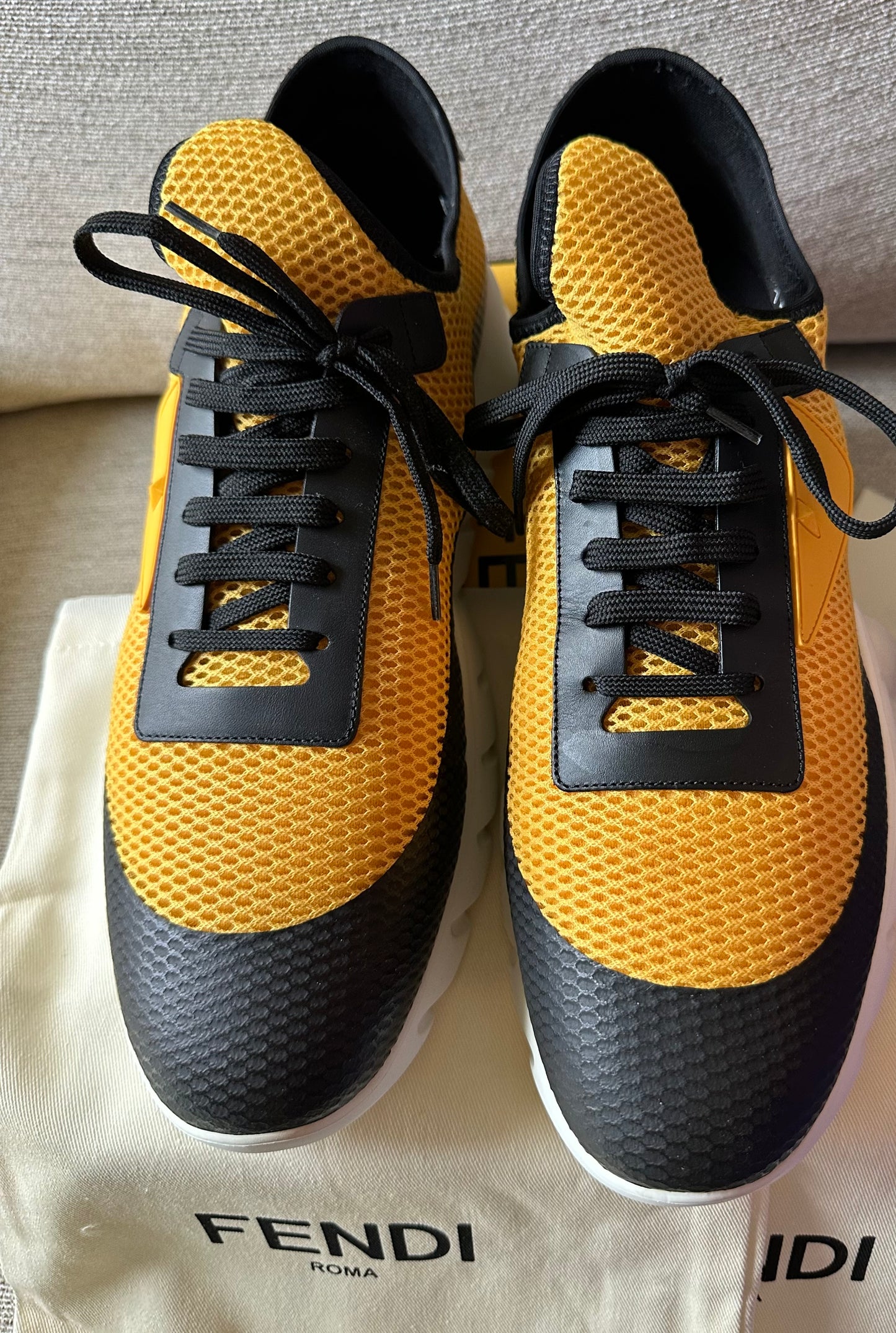 Fendi TECH MESH RUNNING Sneakers - Yellow